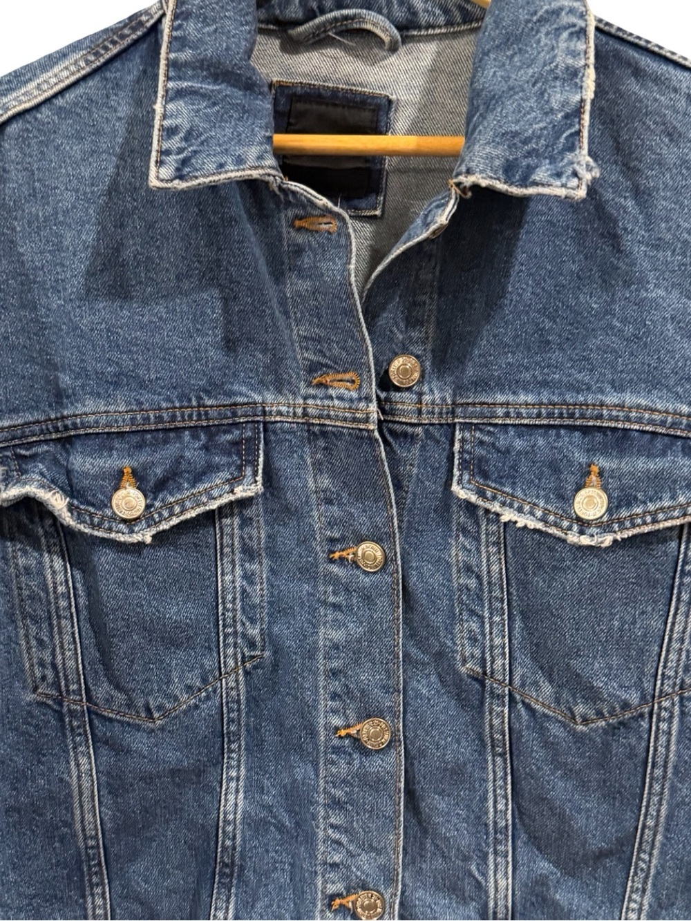 Womens Forever21 Denim Cropped plaid cuffee Jacket Size L